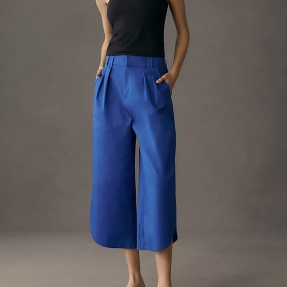 Mare Mare X Anthropologie Curved Hem Chino Pants Small Blue - Picture 2 of 8